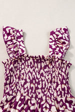 Load image into Gallery viewer, Pink Leopard Ruffle Straps Smocked High Waist Long Dress - Fashion Queen - 18