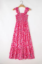 Load image into Gallery viewer, Pink Leopard Ruffle Straps Smocked High Waist Long Dress - Fashion Queen - 3