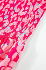 Load image into Gallery viewer, Pink Leopard Ruffle Straps Smocked High Waist Long Dress - Fashion Queen - 9