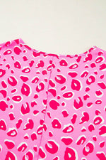 Load image into Gallery viewer, Pink Leopard V Neck Loose Short Sleeve Top - Fashion Queen - 10