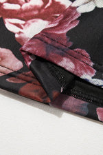 Load image into Gallery viewer, Pink Mesh Floral Print Mock Neck Long Sleeve Slim Top - Fashion Queen - 14