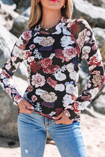 Load image into Gallery viewer, Pink Mesh Floral Print Mock Neck Long Sleeve Slim Top - Fashion Queen - 21