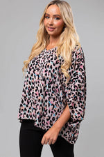 Load image into Gallery viewer, Pink Multicolor Leopard Print V Neck Oversized Blouse - Fashion Queen - 10