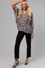 Load image into Gallery viewer, Pink Multicolor Leopard Print V Neck Oversized Blouse - Fashion Queen - 13