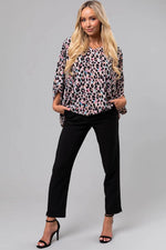 Load image into Gallery viewer, Pink Multicolor Leopard Print V Neck Oversized Blouse - Fashion Queen - 14
