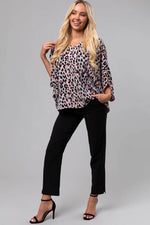 Load image into Gallery viewer, Pink Multicolor Leopard Print V Neck Oversized Blouse - Fashion Queen - 15