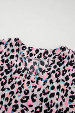 Load image into Gallery viewer, Pink Multicolor Leopard Print V Neck Oversized Blouse - Fashion Queen - 19