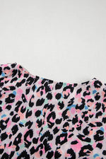 Load image into Gallery viewer, Pink Multicolor Leopard Print V Neck Oversized Blouse - Fashion Queen - 20