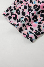 Load image into Gallery viewer, Pink Multicolor Leopard Print V Neck Oversized Blouse - Fashion Queen - 21