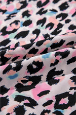 Load image into Gallery viewer, Pink Multicolor Leopard Print V Neck Oversized Blouse - Fashion Queen - 23