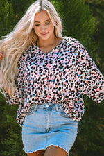 Load image into Gallery viewer, Pink Multicolor Leopard Print V Neck Oversized Blouse - Fashion Queen - 5