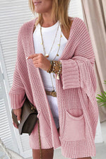 Load image into Gallery viewer, Pink Oversized Fold Over Sleeve Open Front Cardigan - Fashion Queen - 1