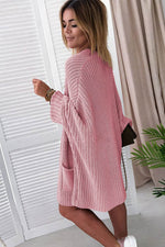 Load image into Gallery viewer, Pink Oversized Fold Over Sleeve Open Front Cardigan - Fashion Queen - 2