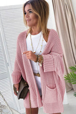 Load image into Gallery viewer, Pink Oversized Fold Over Sleeve Open Front Cardigan - Fashion Queen - 4