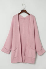 Load image into Gallery viewer, Pink Oversized Fold Over Sleeve Open Front Cardigan - Fashion Queen - 7