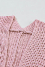 Load image into Gallery viewer, Pink Oversized Fold Over Sleeve Open Front Cardigan - Fashion Queen - 9