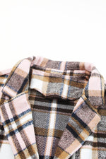 Load image into Gallery viewer, Pink Plaid Button Up Lapel Jacket - Fashion Queen - 16