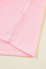 Load image into Gallery viewer, Pink Plus Size Ribbed Exposed Seam Tee and Shorts Set - Fashion Queen - 7