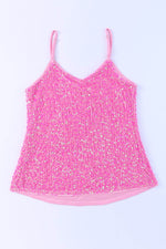 Load image into Gallery viewer, Pink Sequin Adjustable Straps Tank Top - Fashion Queen - 13