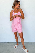 Load image into Gallery viewer, Pink Sleeveless Pocketed V Neck Jersey Romper - Fashion Queen - 12