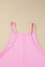 Load image into Gallery viewer, Pink Sleeveless Pocketed V Neck Jersey Romper - Fashion Queen - 15