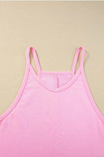 Load image into Gallery viewer, Pink Sleeveless Pocketed V Neck Jersey Romper - Fashion Queen - 16