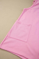 Load image into Gallery viewer, Pink Sleeveless Pocketed V Neck Jersey Romper - Fashion Queen - 17