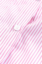 Load image into Gallery viewer, Pink Smocked Cuffed Striped Boyfriend Shirt with Pocket - Fashion Queen - 23