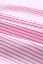 Load image into Gallery viewer, Pink Smocked Cuffed Striped Boyfriend Shirt with Pocket - Fashion Queen - 25