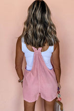 Load image into Gallery viewer, Pink Solid Color Knot Straps Denim Romper with Pockets - Fashion Queen - 2