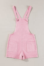 Load image into Gallery viewer, Pink Solid Color Knot Straps Denim Romper with Pockets - Fashion Queen - 6