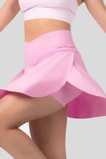 Load image into Gallery viewer, Pink Solid Pocketed Crossover High Waist Swim Skort - Fashion Queen - 12