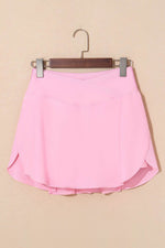 Load image into Gallery viewer, Pink Solid Pocketed Crossover High Waist Swim Skort - Fashion Queen - 18