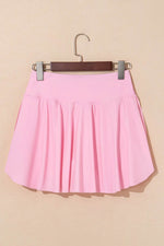 Load image into Gallery viewer, Pink Solid Pocketed Crossover High Waist Swim Skort - Fashion Queen - 19