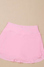 Load image into Gallery viewer, Pink Solid Pocketed Crossover High Waist Swim Skort - Fashion Queen - 28
