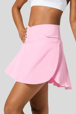 Load image into Gallery viewer, Pink Solid Pocketed Crossover High Waist Swim Skort - Fashion Queen - 7