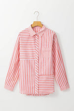 Load image into Gallery viewer, Pink Stripe Buttoned Long Sleeve Casual Shirt - Fashion Queen - 9