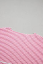 Load image into Gallery viewer, Pink Stripe Ribbed Loose Plus T Shirt - Fashion Queen - 16