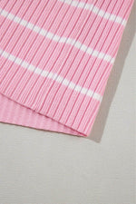 Load image into Gallery viewer, Pink Stripe Ribbed Loose Plus T Shirt - Fashion Queen - 19