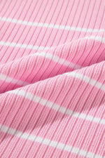 Load image into Gallery viewer, Pink Stripe Ribbed Loose Plus T Shirt - Fashion Queen - 20