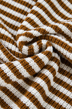 Load image into Gallery viewer, Pink Stripe Zip up Collar Drop Shoulder Sweater - Fashion Queen - 21