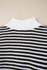 Load image into Gallery viewer, Pink Stripe Zip up Collar Drop Shoulder Sweater - Fashion Queen - 26