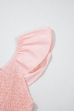 Load image into Gallery viewer, Pink V Neck Flutter Sleeve Smocked Bodice High Waist Ruffle Maxi Dress - Fashion Queen - 7