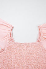 Load image into Gallery viewer, Pink V Neck Flutter Sleeve Smocked Bodice High Waist Ruffle Maxi Dress - Fashion Queen - 8