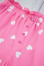 Load image into Gallery viewer, Pink Valentine Heart Print Long Sleeve Tee and Shorts Lounge Set - Fashion Queen - 13