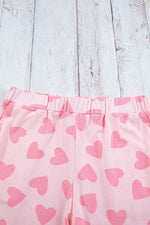 Load image into Gallery viewer, Pink Valentine Heart Shape Print Long Sleeve Top Shorts Lounge Set - Fashion Queen - 12