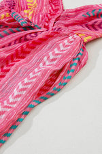 Load image into Gallery viewer, Pink Western Printed Tassel Tie V Neck Wrap Maxi Dress - Fashion Queen - 15