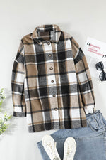 Load image into Gallery viewer, Plaid Print Buttoned Shirt Jacket - Fashion Queen - 12