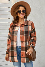 Load image into Gallery viewer, Plaid Print Buttoned Shirt Jacket - Fashion Queen - 23