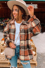 Load image into Gallery viewer, Plaid Print Buttoned Shirt Jacket - Fashion Queen - 5